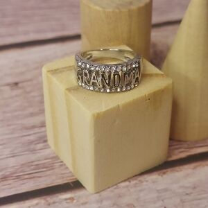 Silver Colored 'Grandma' Ring with Rhinestones